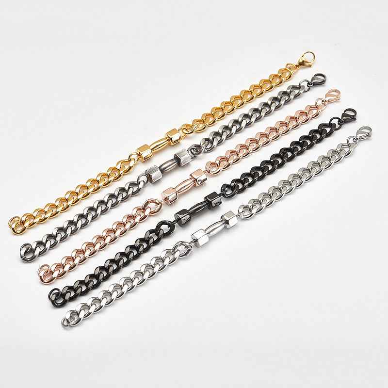 Mens Titanium Steel Dumbbell Bracelet Vintage